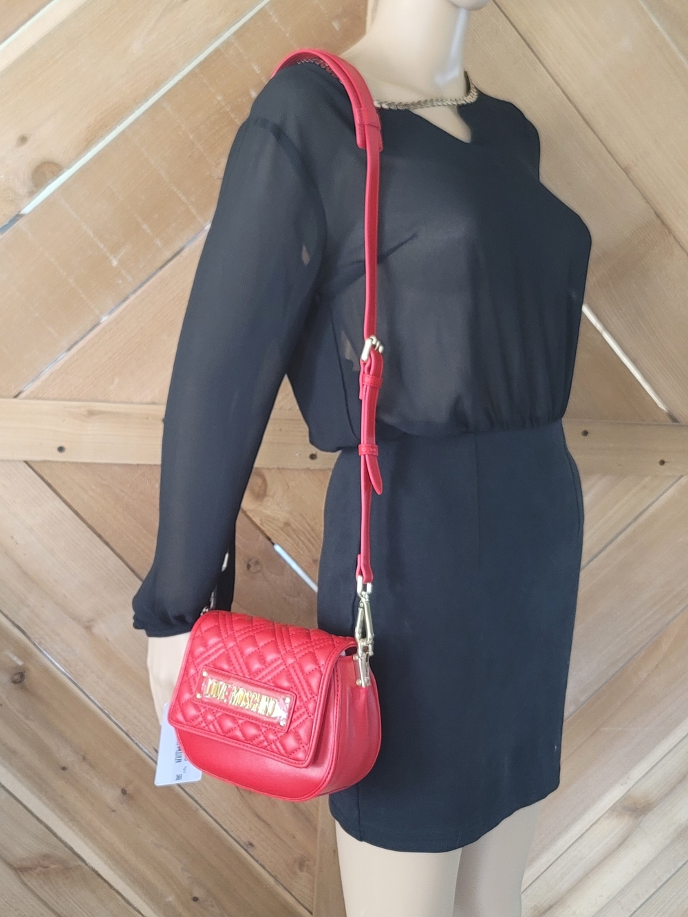 Love Moschino Red Quilted Crossbody Bag
